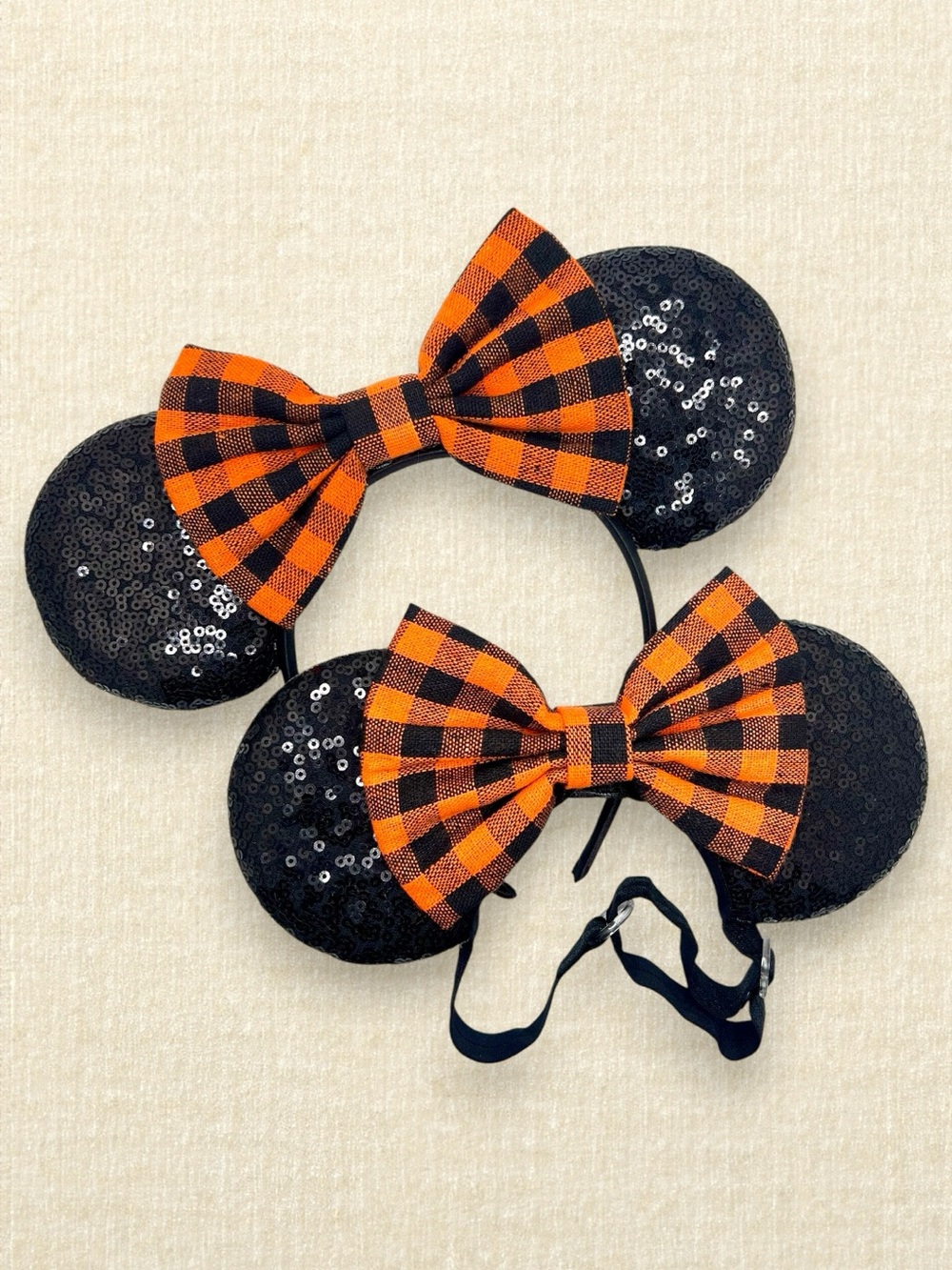 Orange & Black Plaid Mommy & Me Minnie Ears | Disney-Inspired Fall Mouse Ears